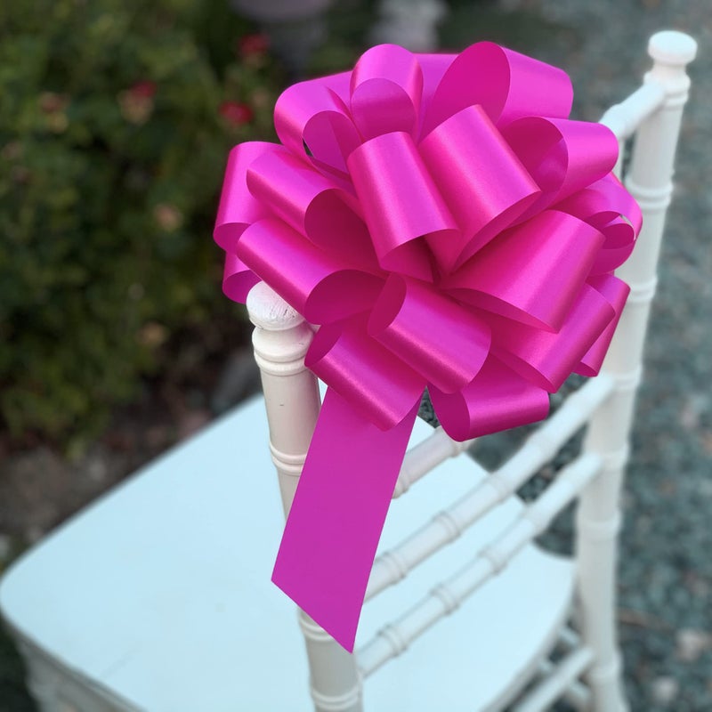 GiftWrap Etc. Large Hot Pink Fuchsia Pull Bows - 9" Wide, Set of 6, Valentine's Day, Gift Bows, Birthday, Baby Shower, Easter, Fundraiser, Presents, Breast Cancer Awareness Ribbon, Christmas - Image 2